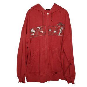 Vintage Y2K Southpole Hoodie Sz XXL Red Embroidered Skater Grunge Hip Hop